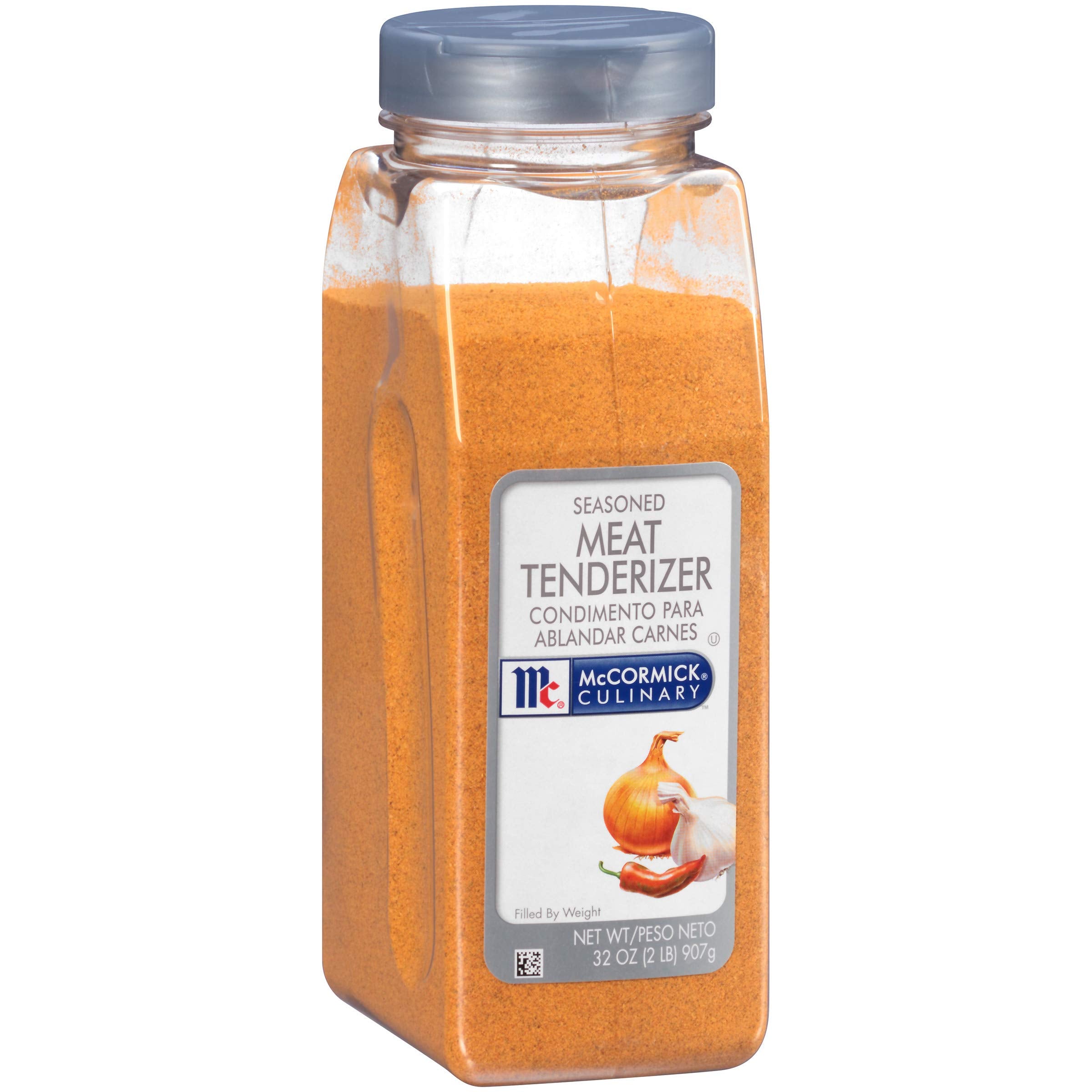 McCormick Culinary Seasoned Meat Tenderizer label close-up highlighting the enzyme blend.