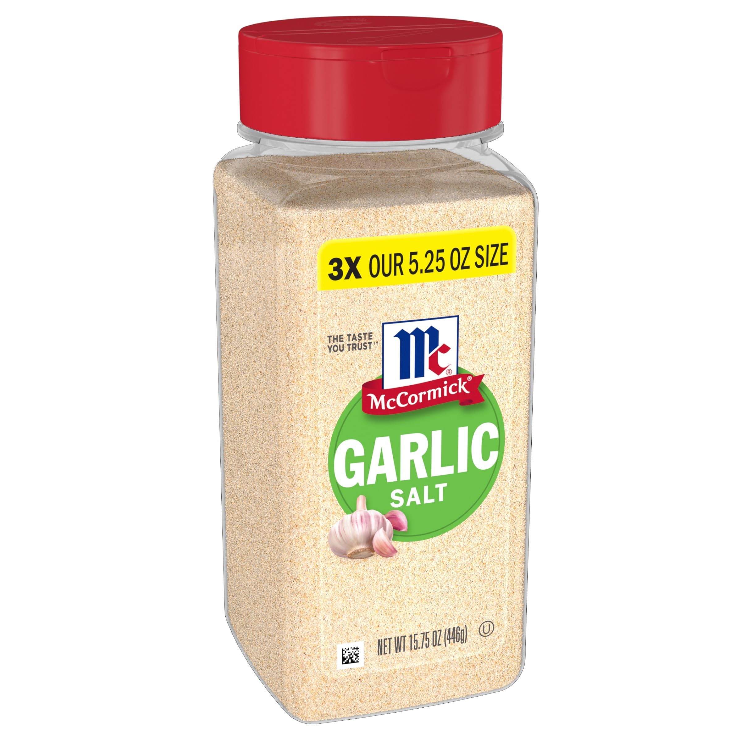 McCormick Garlic Salt bottle front for easy weeknight flavor boosts.