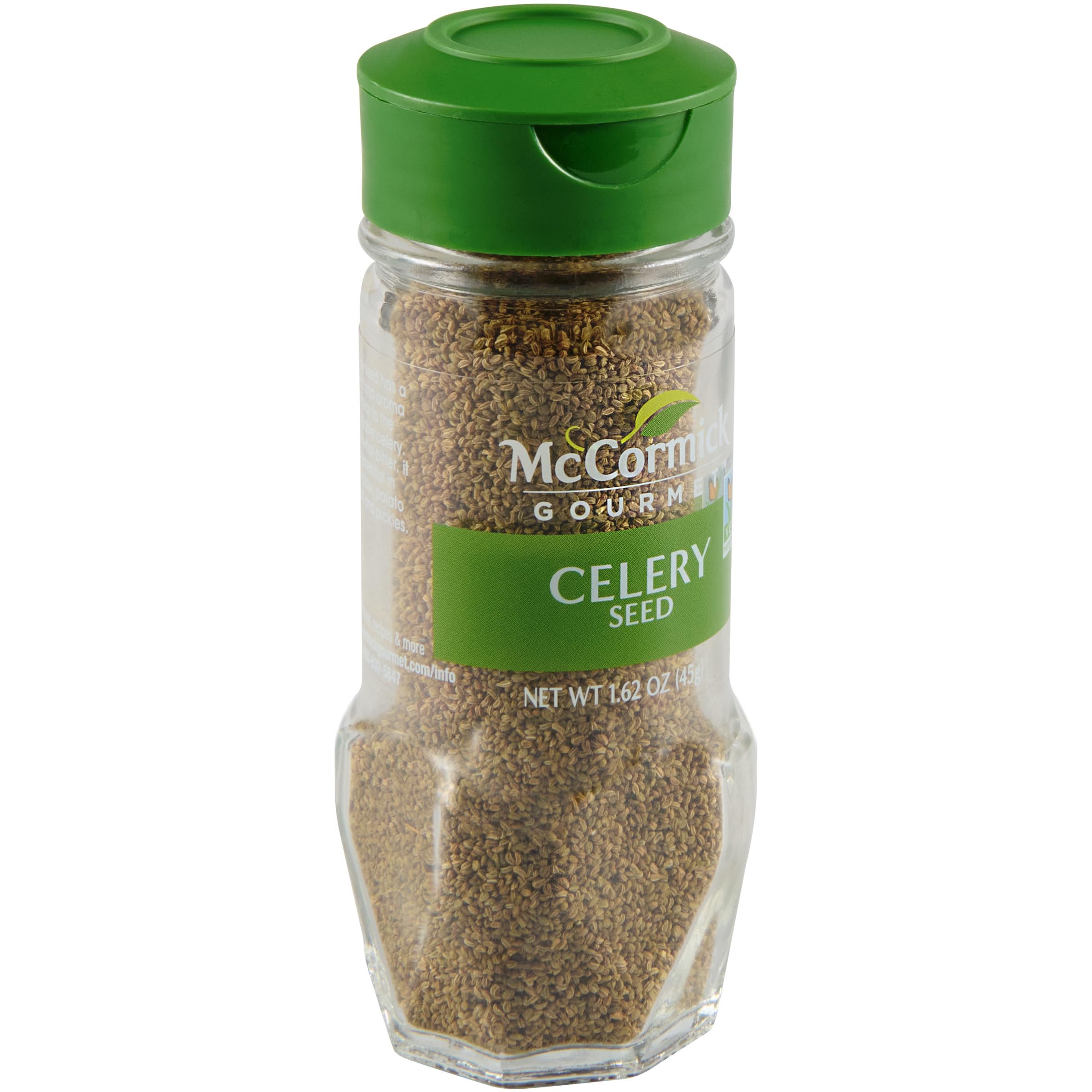 McCormick Gourmet Celery Seed bottle pour for quick flavor boost in meals