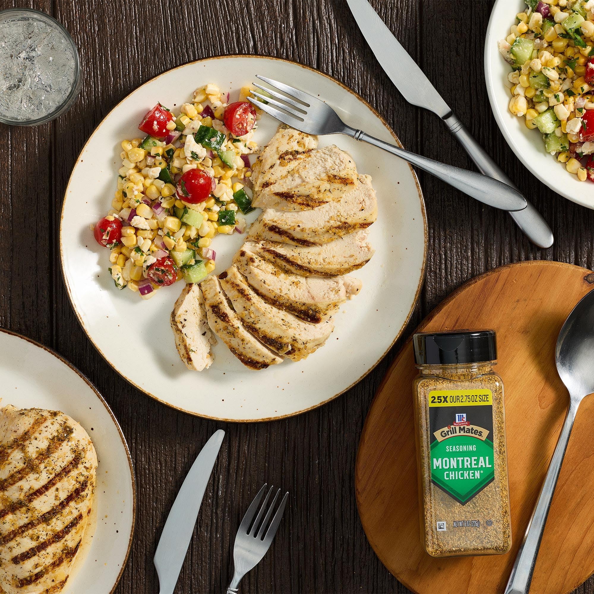McCormick Grill Mates Montreal Chicken Seasoning on seafood skewers, zesty notes