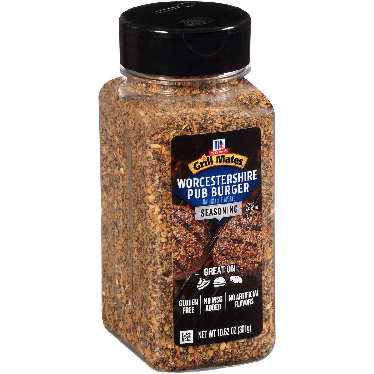 McCormick Grill Mates Worcestershire Pub Burger Seasoning jar ready for bold burgers.