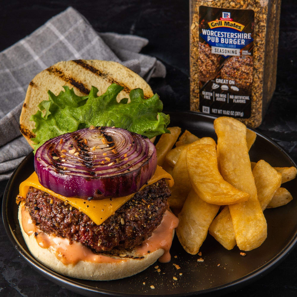 Steak crust formed on the grill with Worcestershire Pub Burger Seasoning.