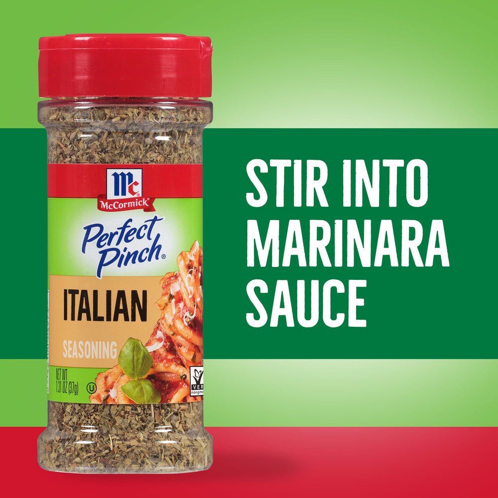 McCormick Italian Seasoning on pizza and marinara adding depth and aroma