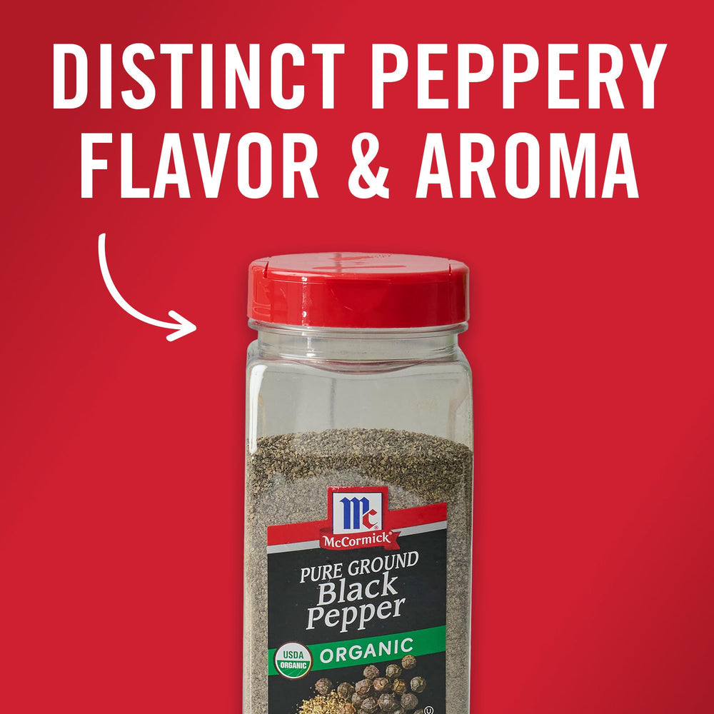 Non-GMO Project Verified seal on McCormick Pepper bottle.