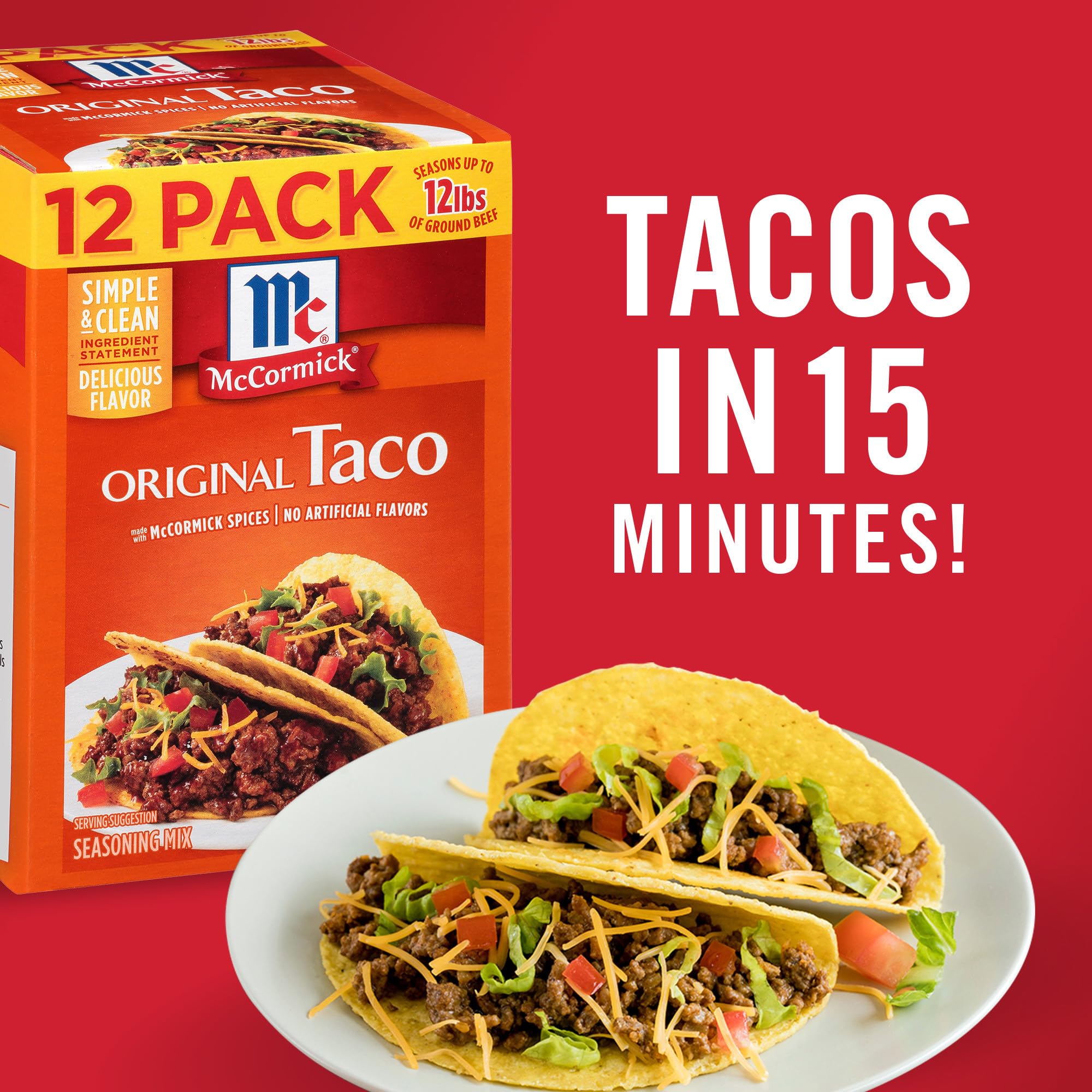 McCormick Original Taco Seasoning Mix on beef tacos for vibrant taste