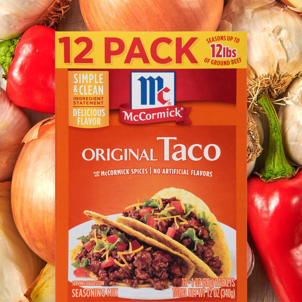 McCormick Original Taco Seasoning Mix kitchen scene ready for cooking