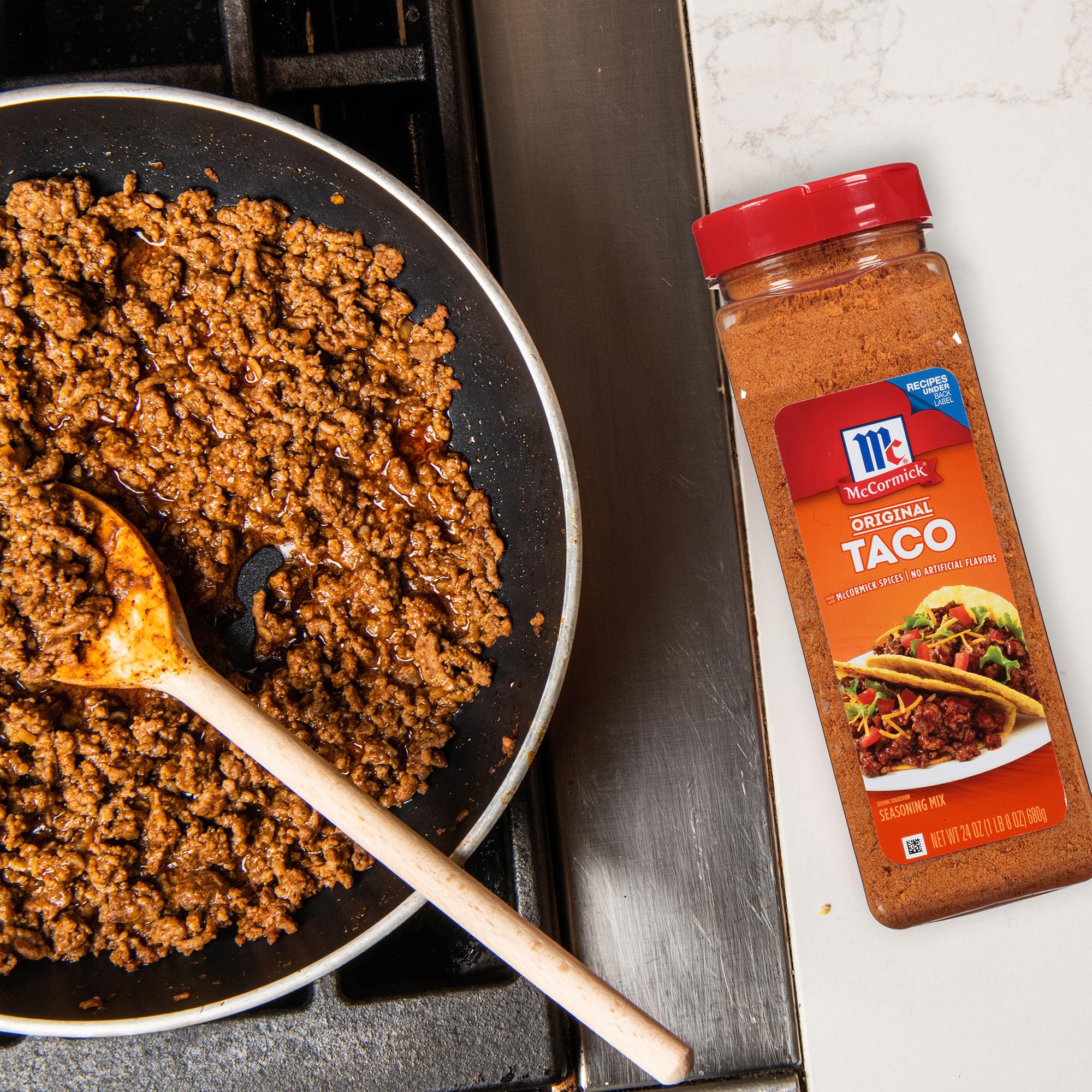 Packaging display of McCormick Original Taco Seasoning in a professional line.