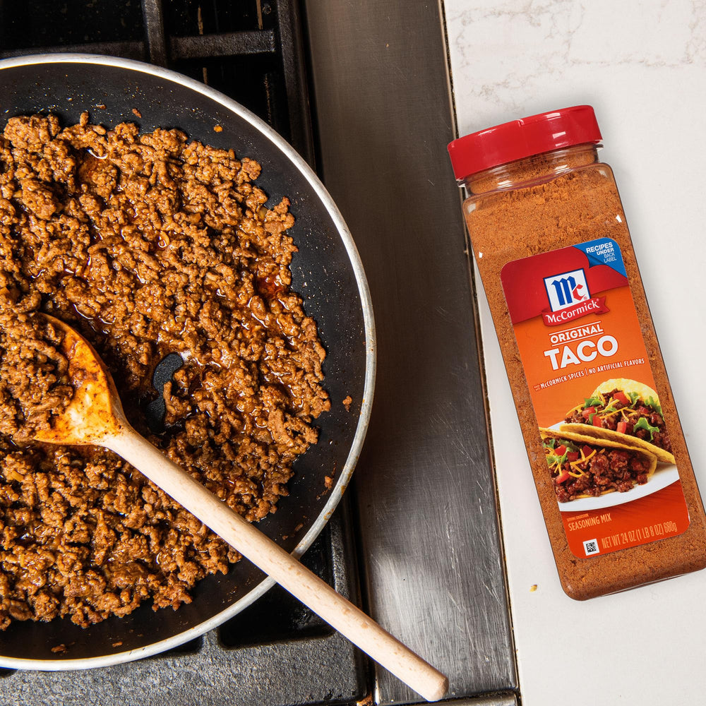 Packaging display of McCormick Original Taco Seasoning in a professional line.