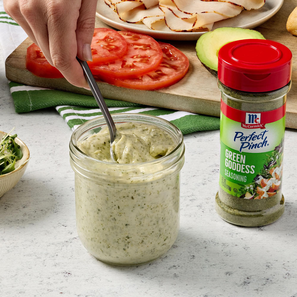 Dips served with veggies featuring Green Goddess flavor.