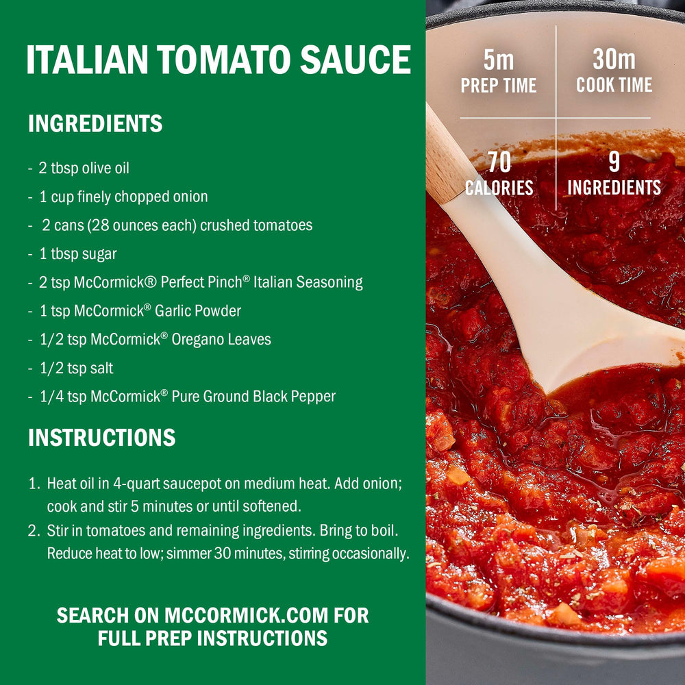 McCormick Perfect Pinch Italian Seasoning on chicken, pork, or shrimp for tasty enhancements
