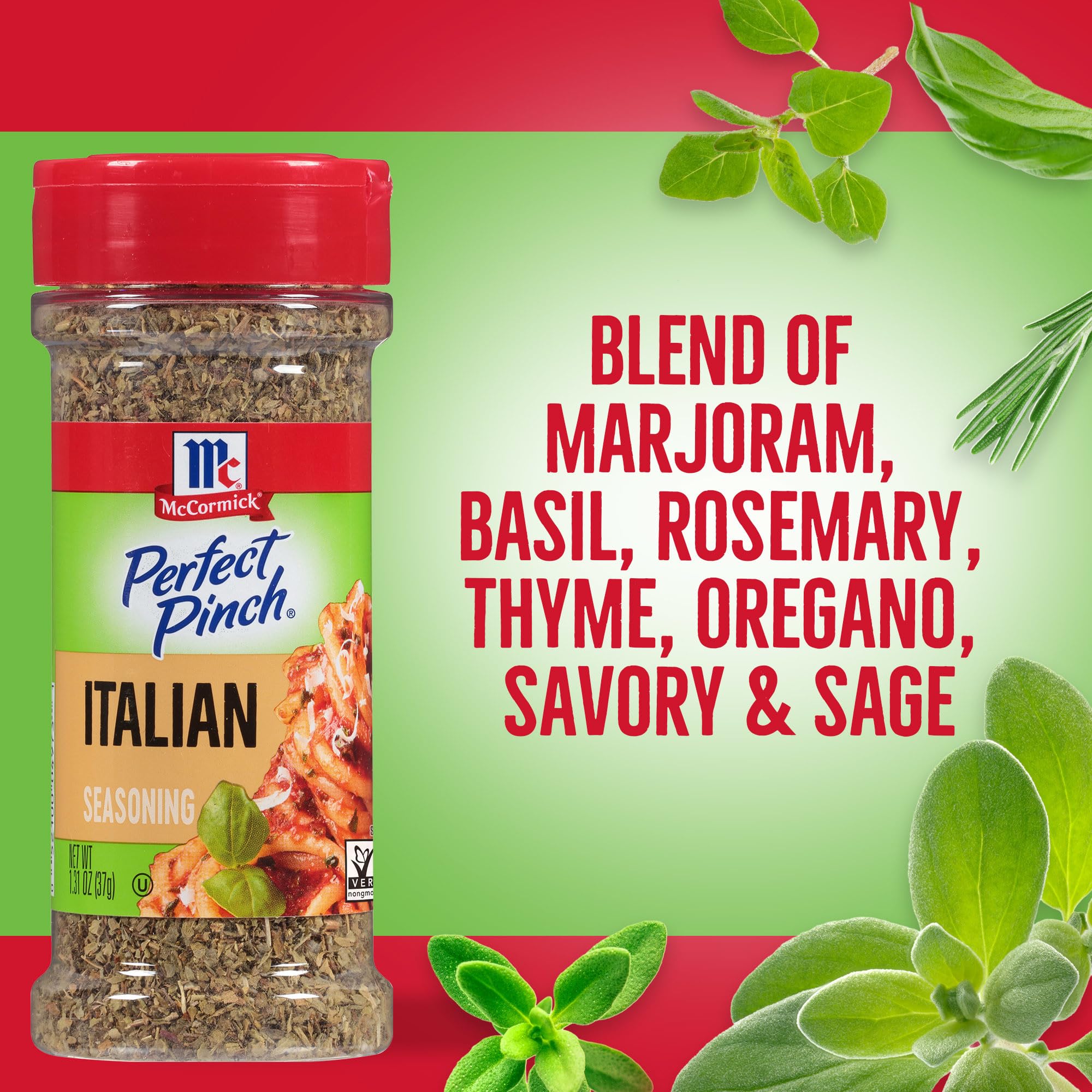 McCormick Perfect Pinch Italian Seasoning pour-top bottle for quick, flavorful dispensing