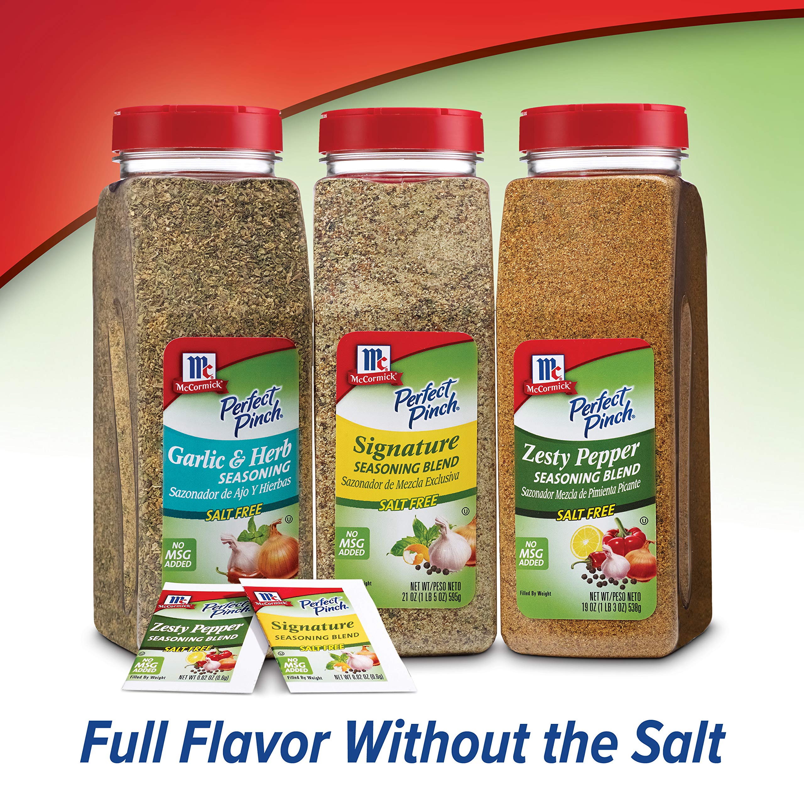 McCormick Salt Free Seasoning sprinkled over vegetables and salads for depth.
