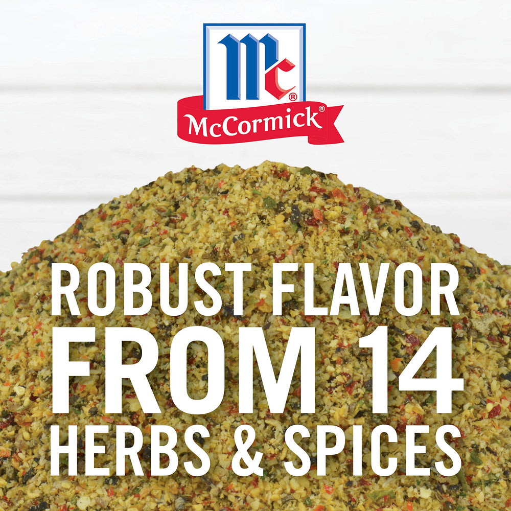 McCormick Perfect Pinch Signature seasoning on grilled steak for enhanced flavor.