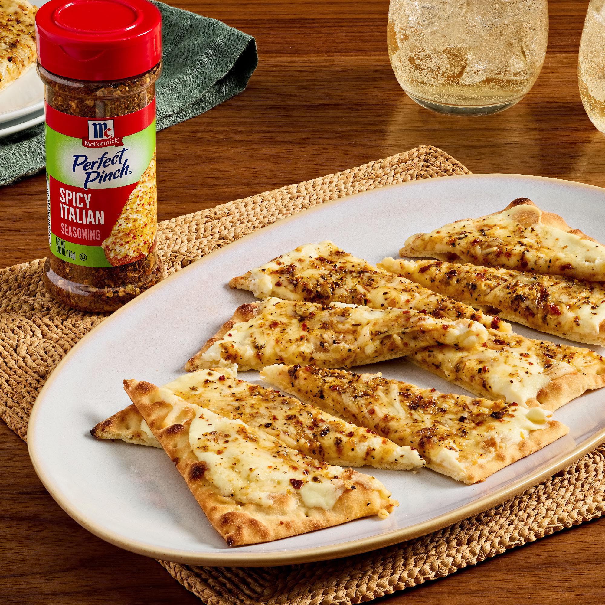 McCormick Perfect Pinch Spicy Italian pizza sprinkle adds heat and aroma