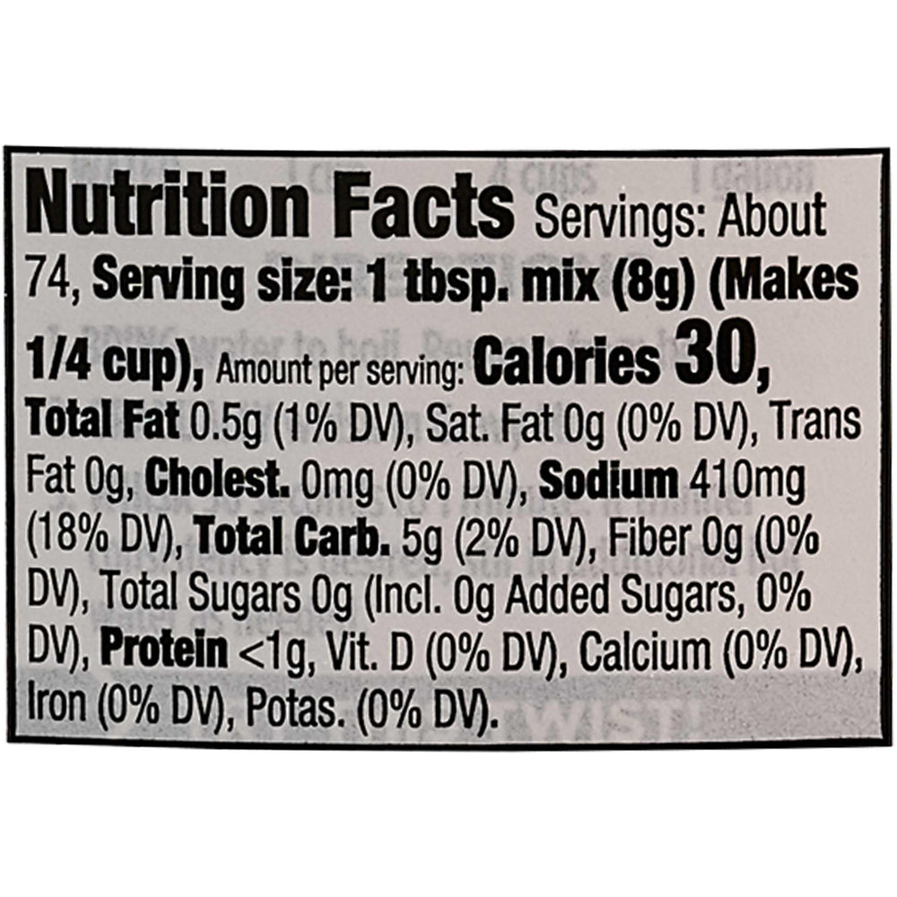 McCormick Premium Brown Gravy Mix water measure shows quick prep with simple ingredients
