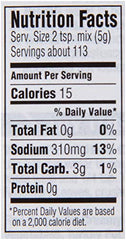 Open packet of McCormick gravy mix showing contents and ingredients.
