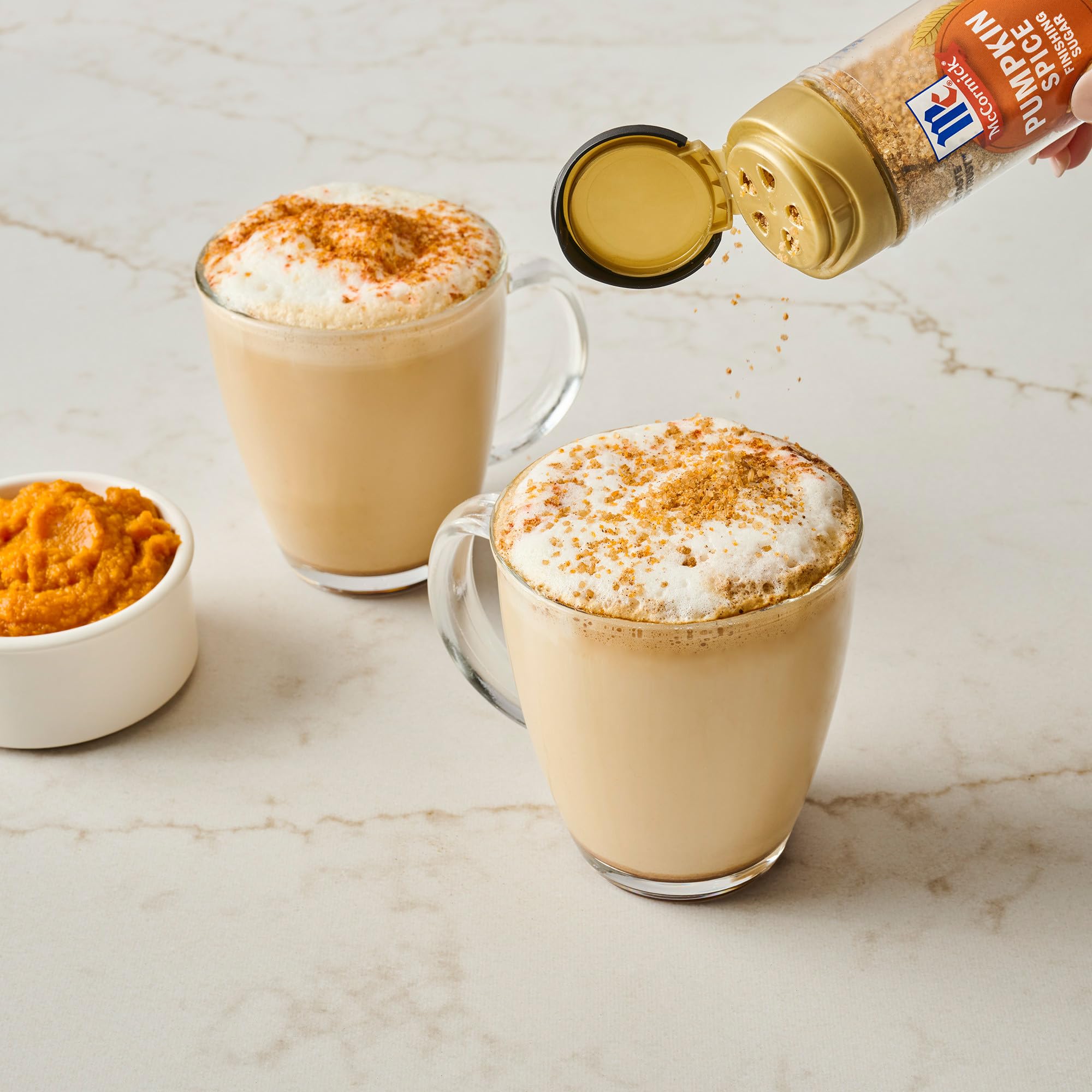 Snap-tight cap on McCormick Pumpkin Spice Finishing Sugar preserves aroma
