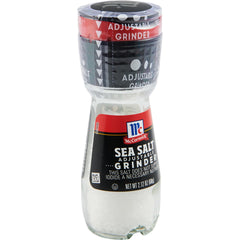 McCormick Sea Salt Grinder dispensing action highlighting adjustable grind for texture control.