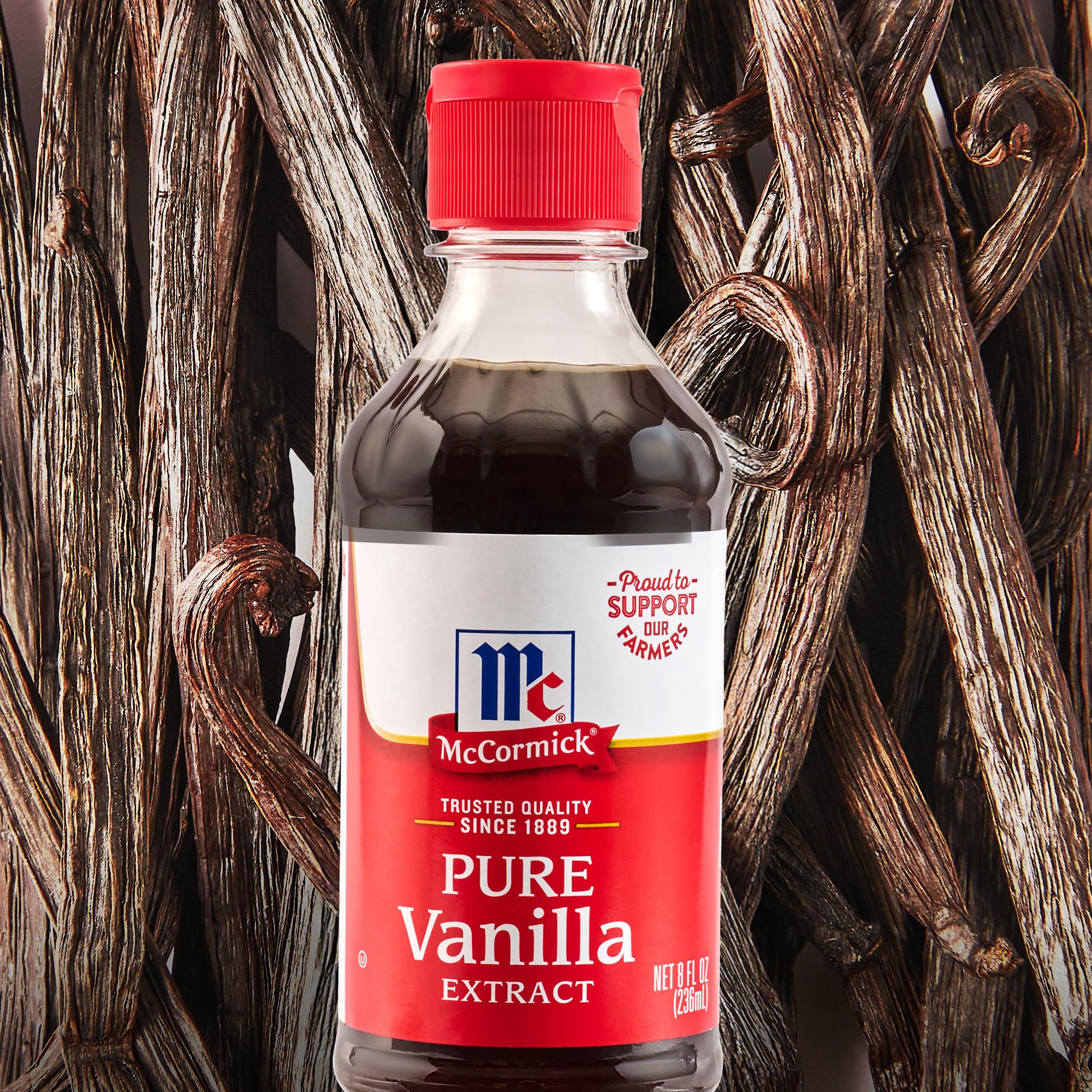 McCormick Vanilla Extract Madagascar beans beside the bottle