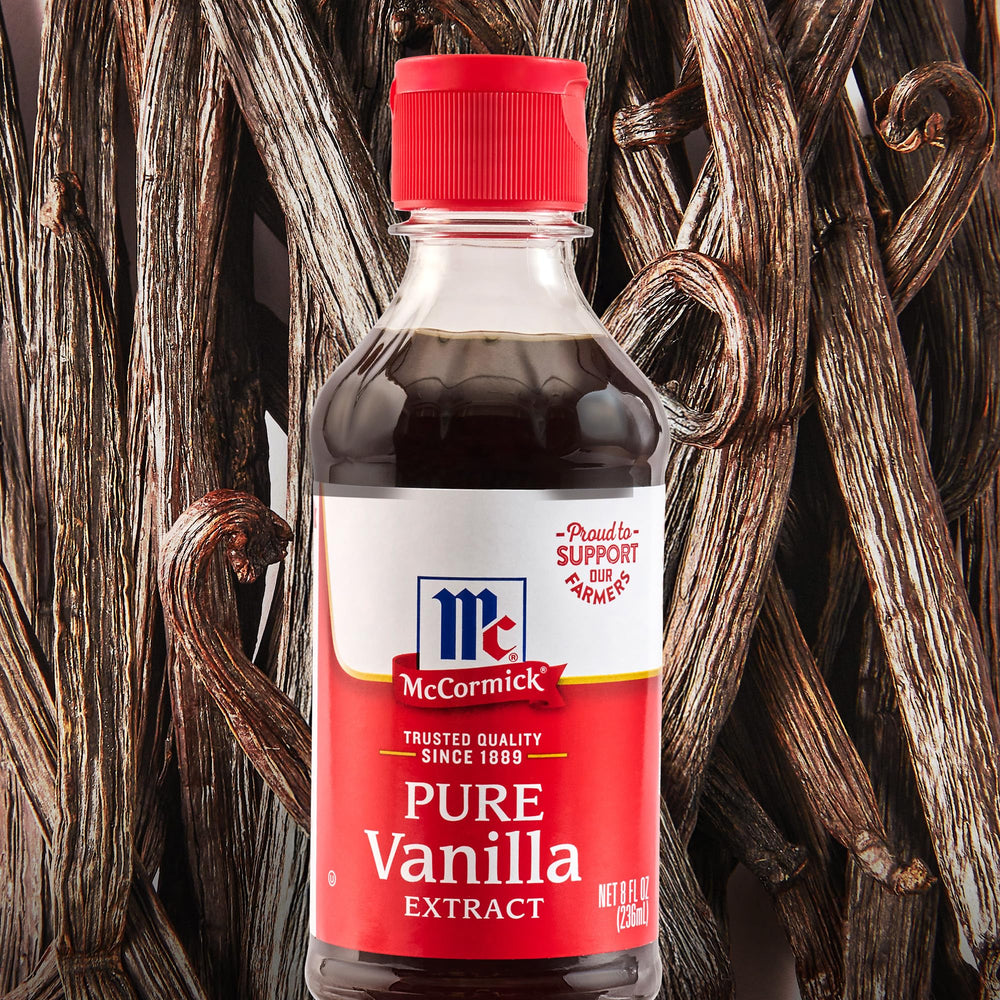McCormick Vanilla Extract Madagascar beans beside the bottle