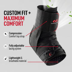 Top strap tightens without untying shoes for quick fit.