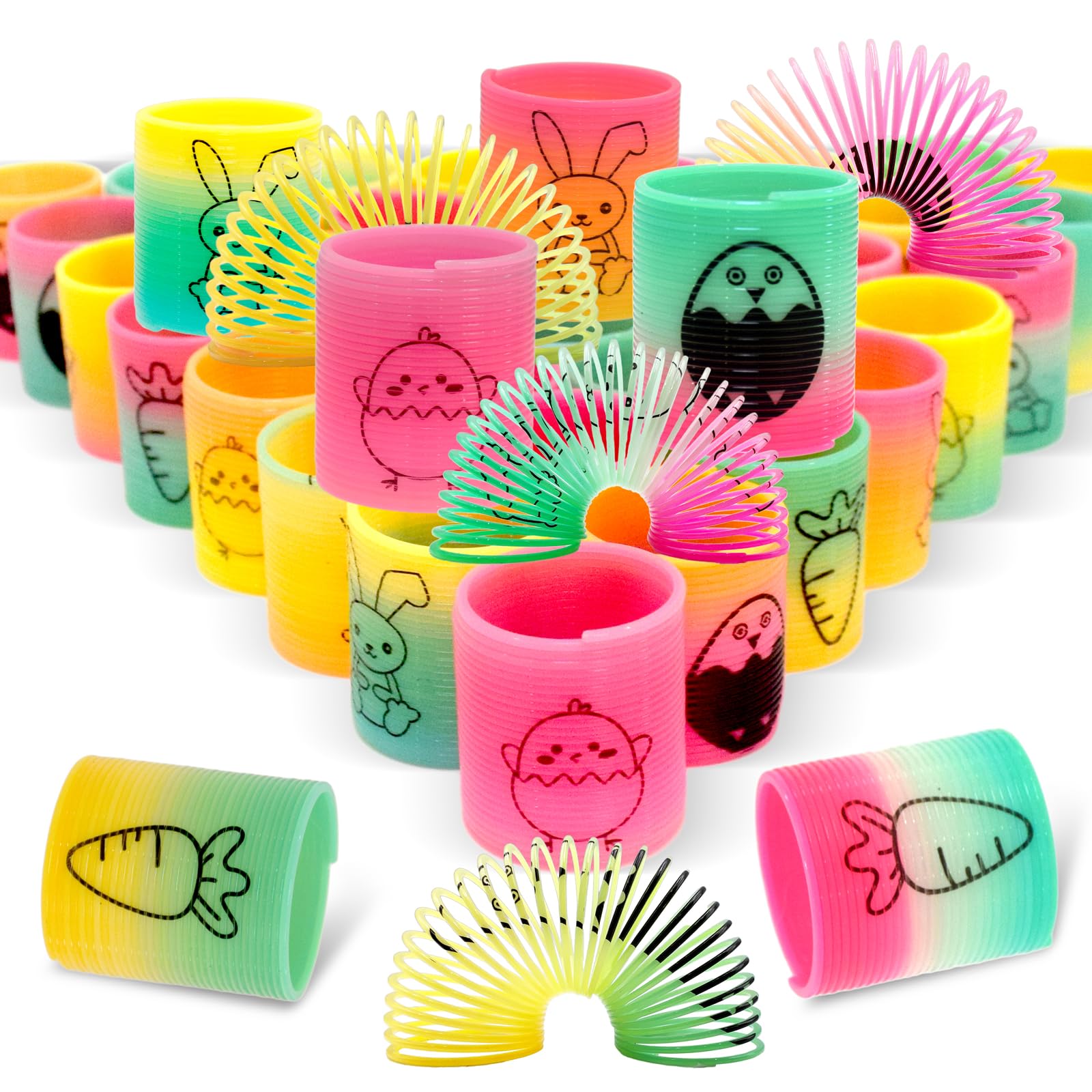 Mchochy rainbow carrot coil spring for egg hunts and color learning.