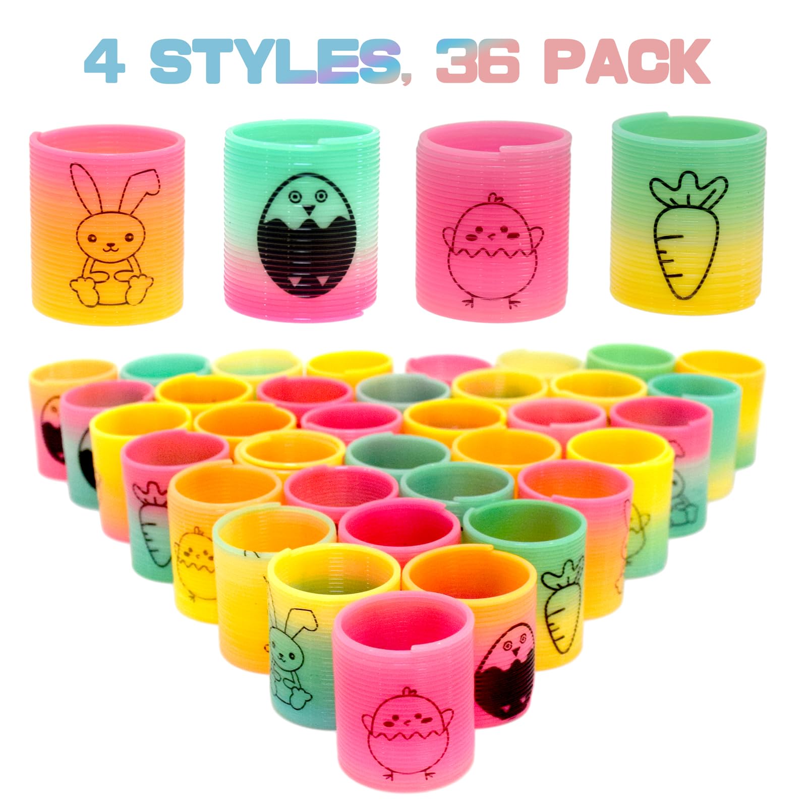Mchochy Easter egg coil spring in rainbow colors for rewards.