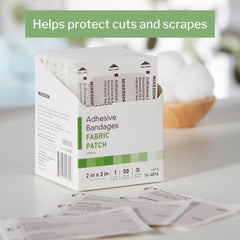 McKesson adhesive bandage on arm demonstrates discreet wear for everyday wounds.