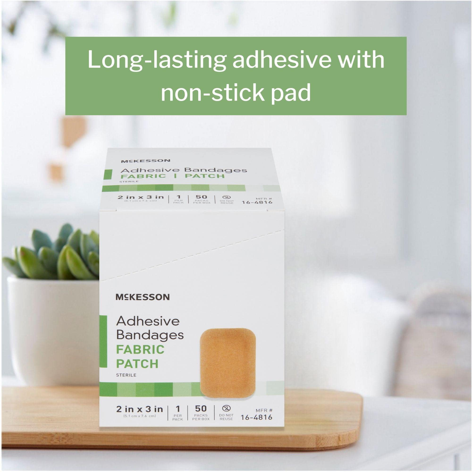 McKesson transparent pad view illustrates gentle adhesion suitable for sensitive skin.