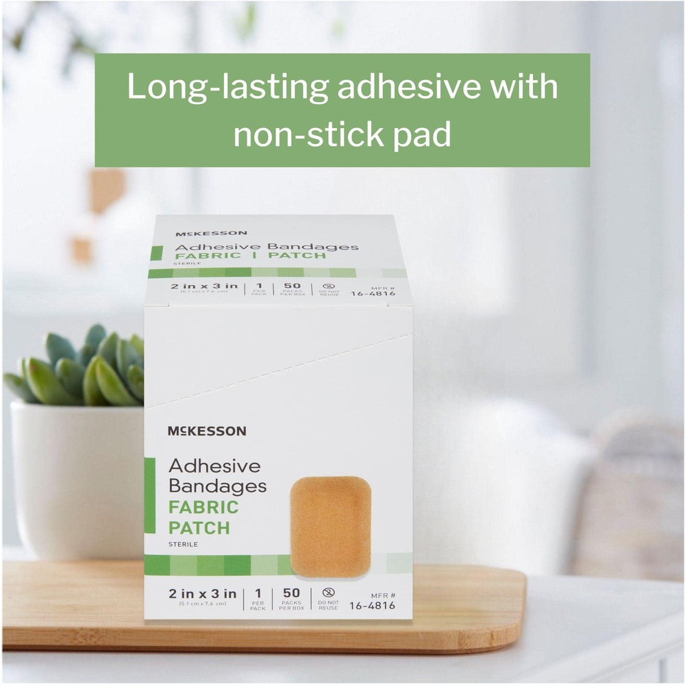McKesson transparent pad view illustrates gentle adhesion suitable for sensitive skin.