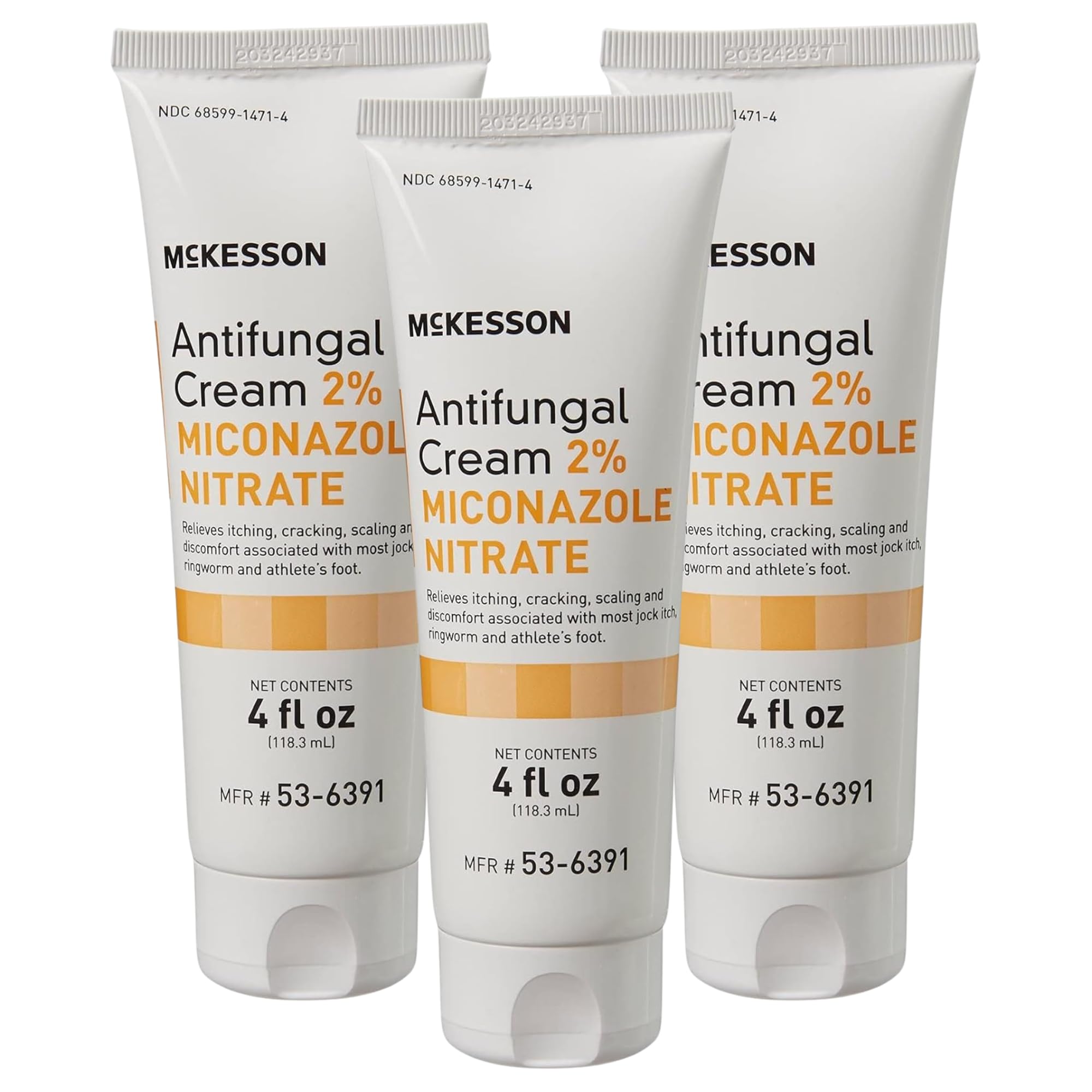 McKesson Antifungal Cream 2% Miconazole tube front for fast itch relief.