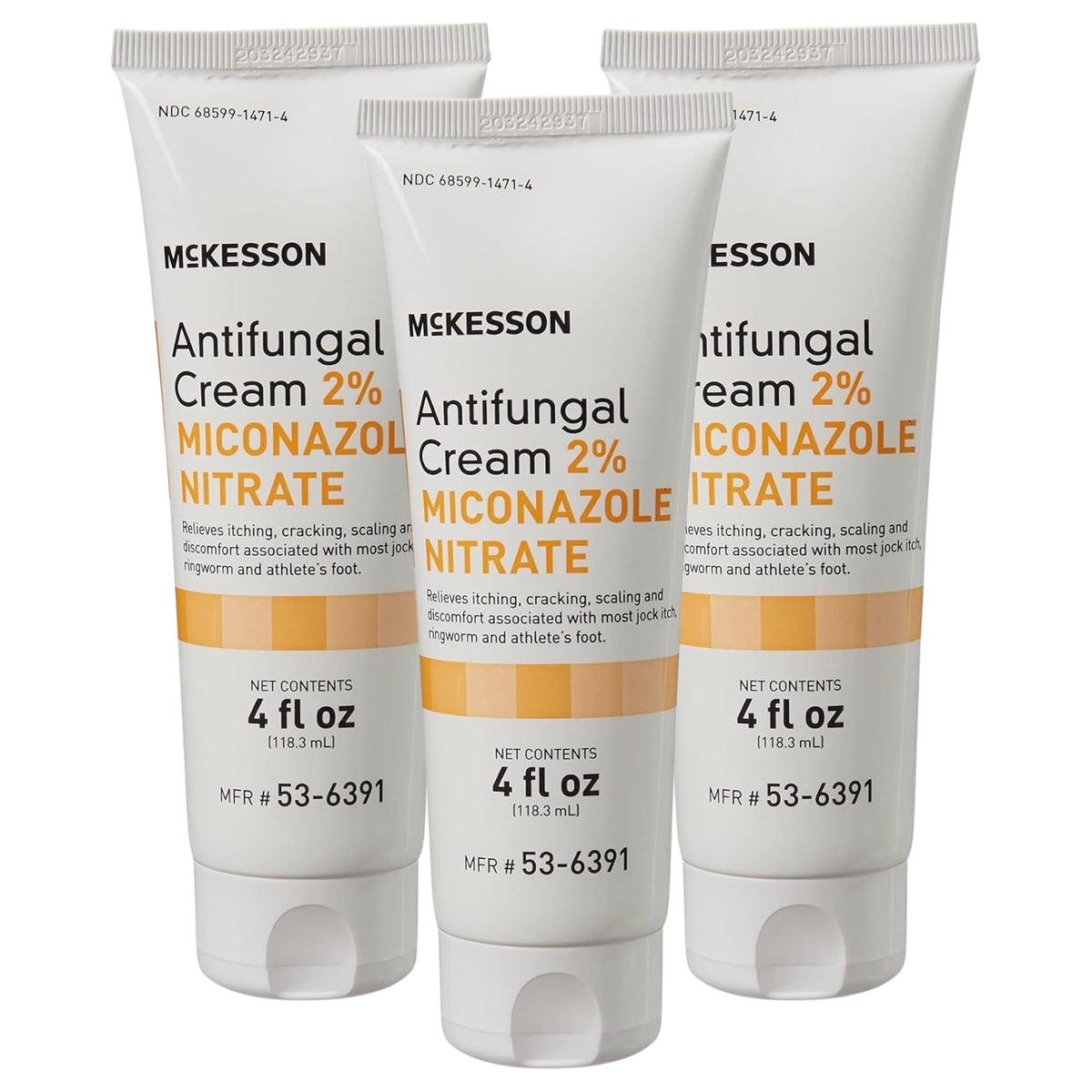 McKesson Antifungal Cream 2% Miconazole tube front for fast itch relief.