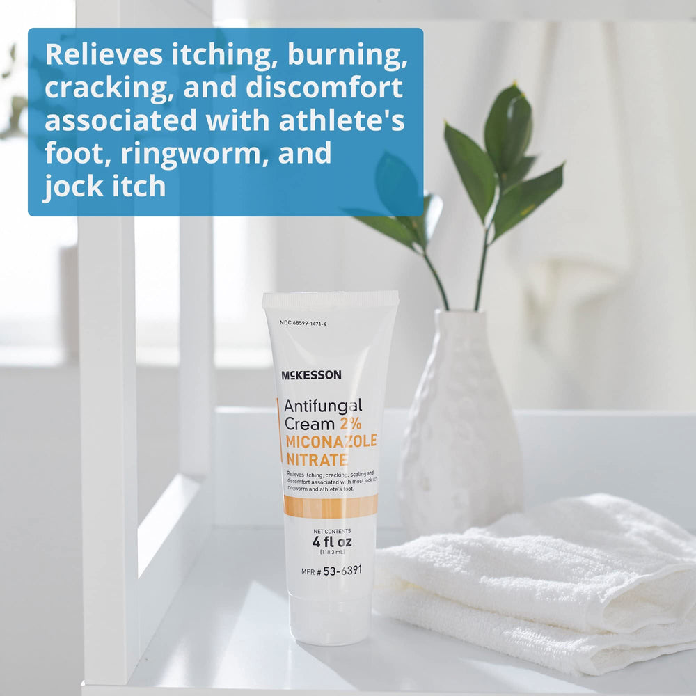 Application on skin shows soothing, moisturized surface with McKesson Antifungal Cream.