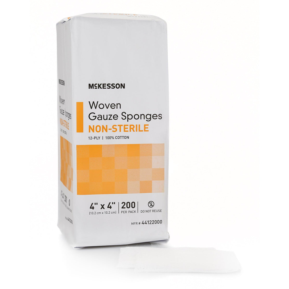 McKesson gauze pads 4x4 inch, highly absorbent 12-ply for wound care.