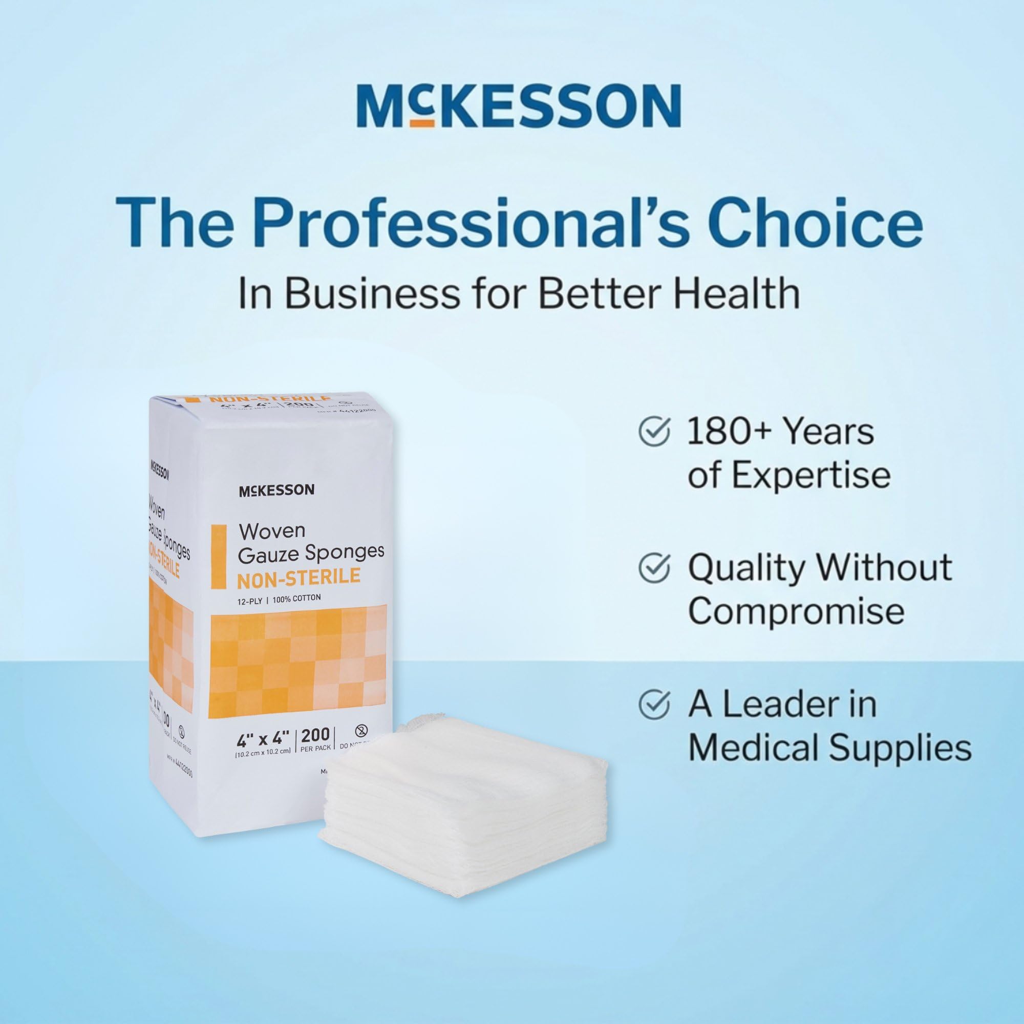 McKesson gauze pads suitable for veterinary care and tattoo prep.