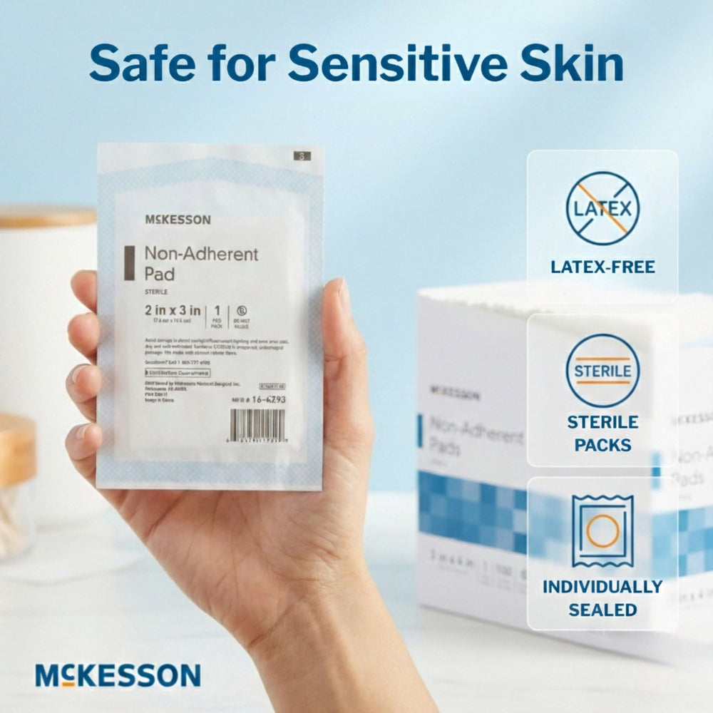 McKesson individually wrapped sterile pad ensures hygienic first aid use.