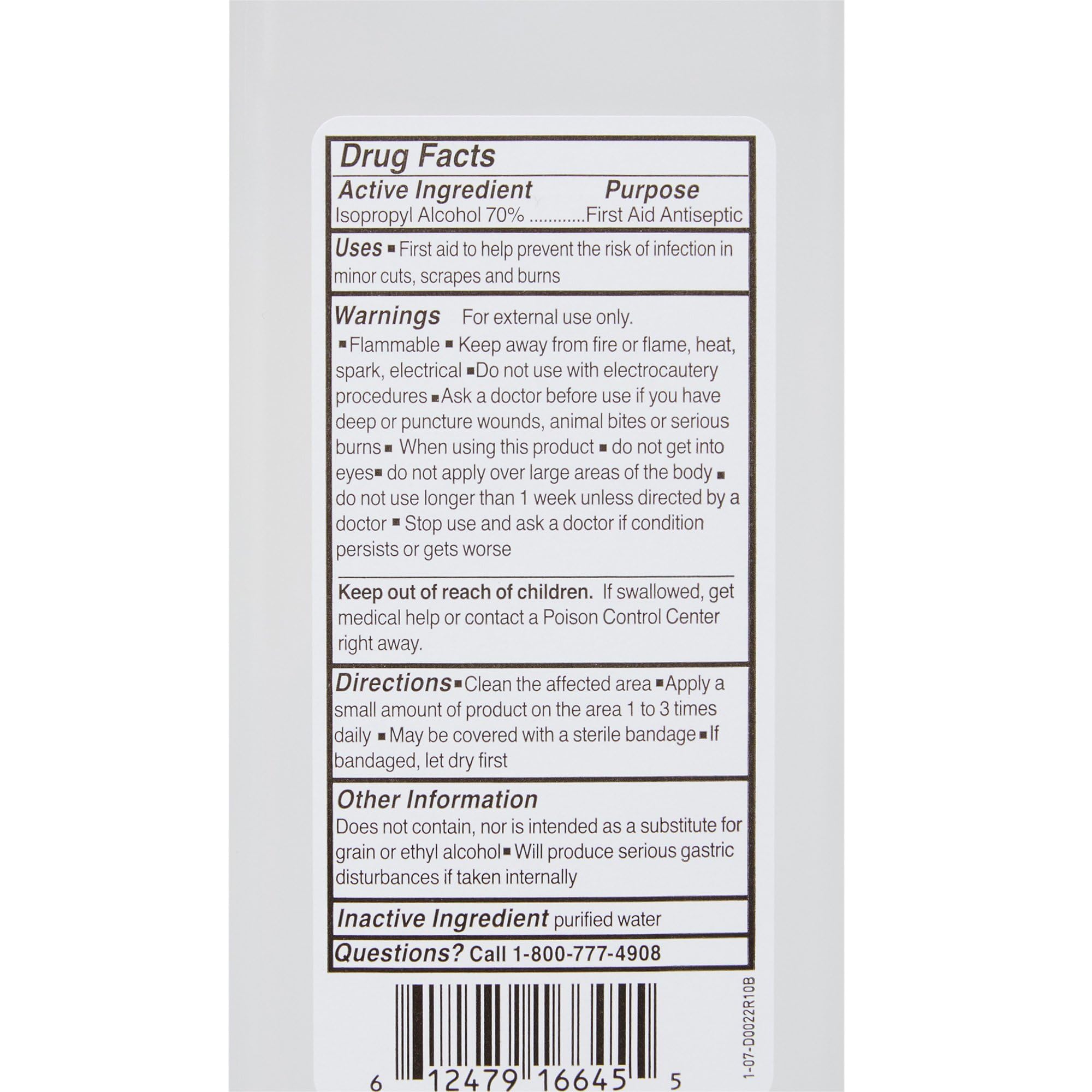 McKesson Isopropyl rubbing alcohol 70% in a first aid kit for quick cleansing