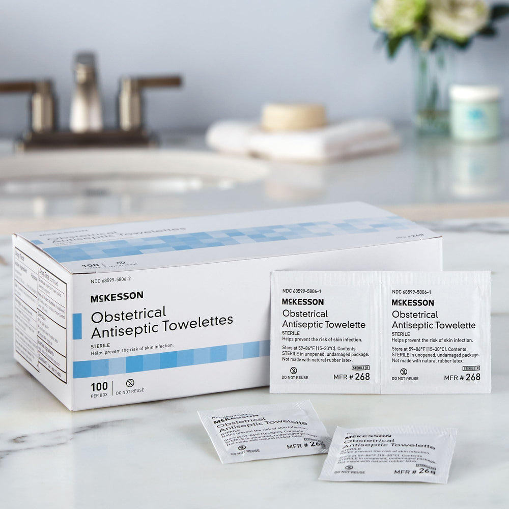 McKesson obstetrical towelettes for perineal hygiene; sting-free and lightly scented