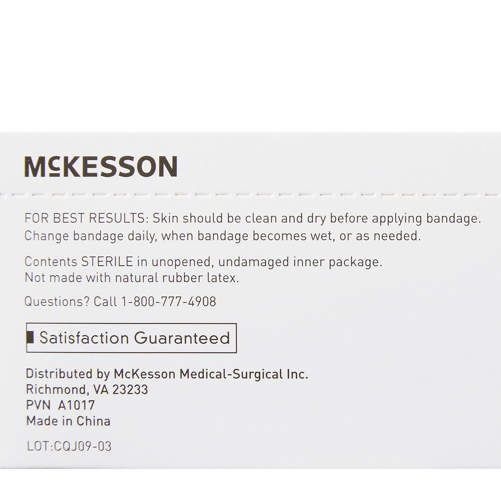 Sterile individually wrapped McKesson bandages promoting hygiene.