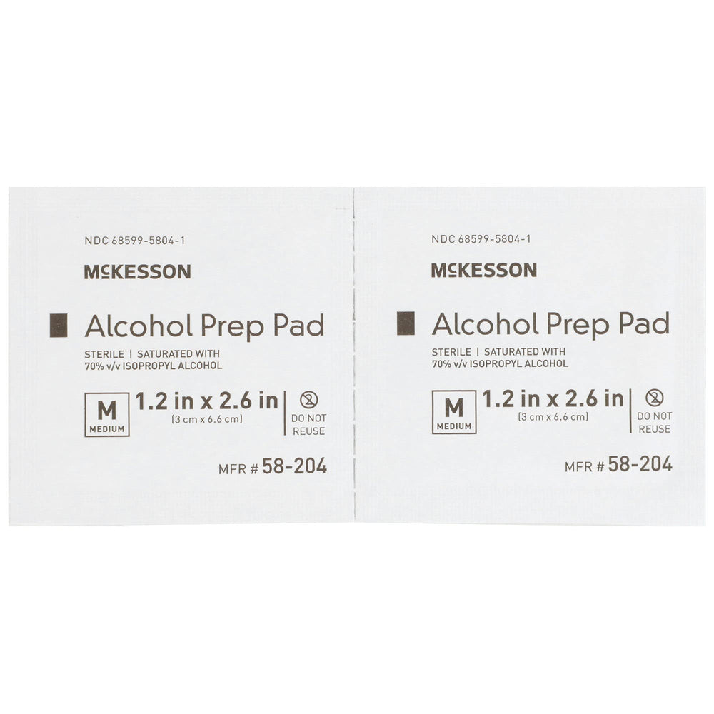 Sterile McKesson prep wipes for medical-grade skin disinfection