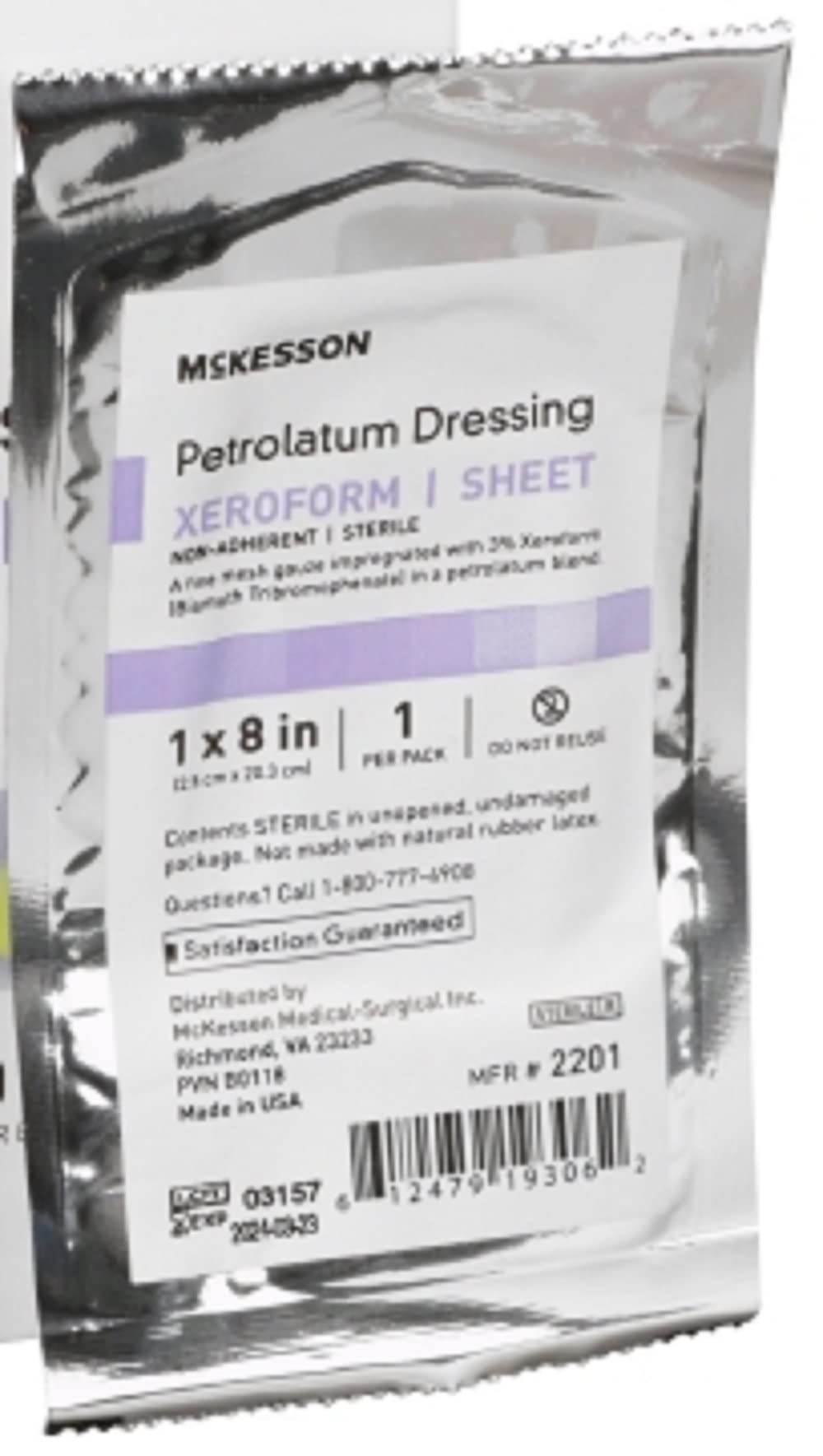 McKesson Xeroform petrolatum dressing with non-adherent gauze for comfortable wound care