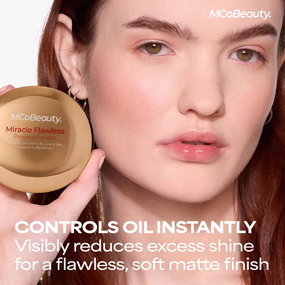MCoBeauty Miracle Flawless powder features rose extract and almond oil.