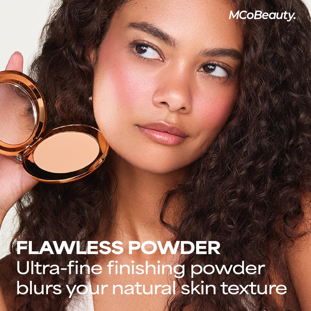MCoBeauty Miracle Flawless powder delivers soft-focus finish on fair skin.