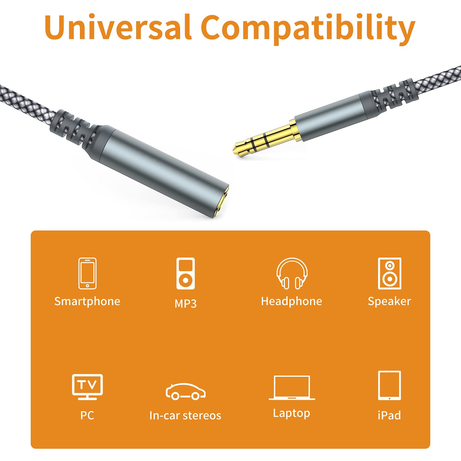 MCSPER two-pack 3.5mm audio extension cables ready for multi-device use
