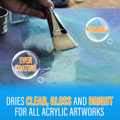 MCTRHG varnish protecting acrylic art with a durable dust-repellent film.