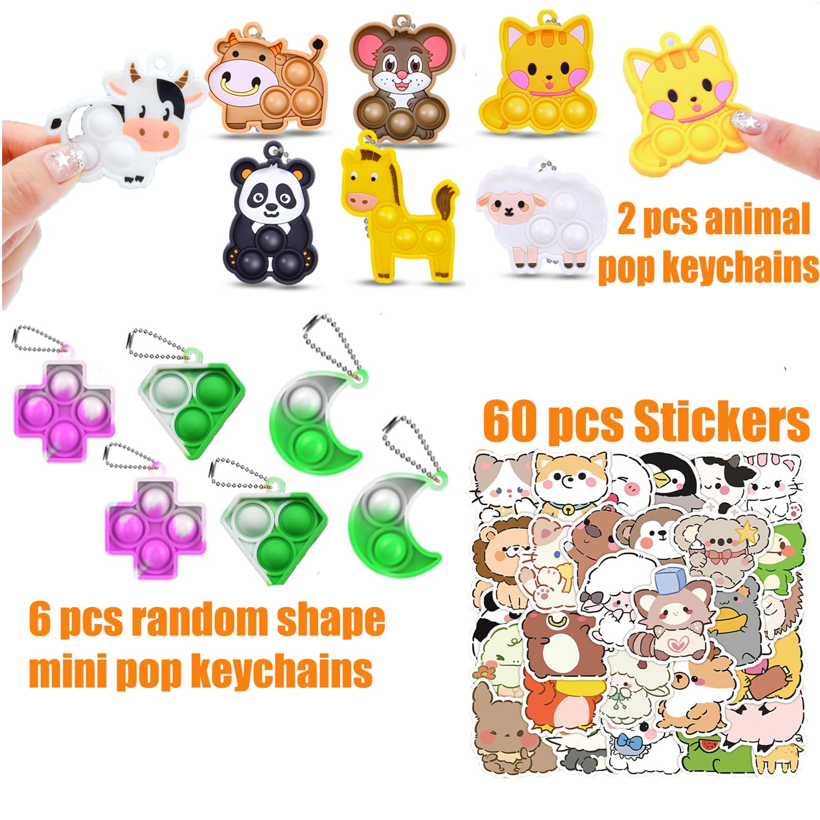 Mctuoba animal pop keychains for party bags and trade.