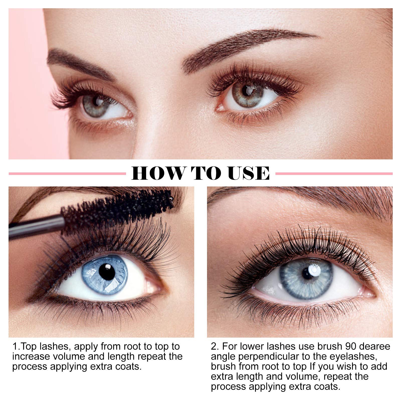 Mcukv 4D Silk Fiber Mascara long lashes for dramatic definition.