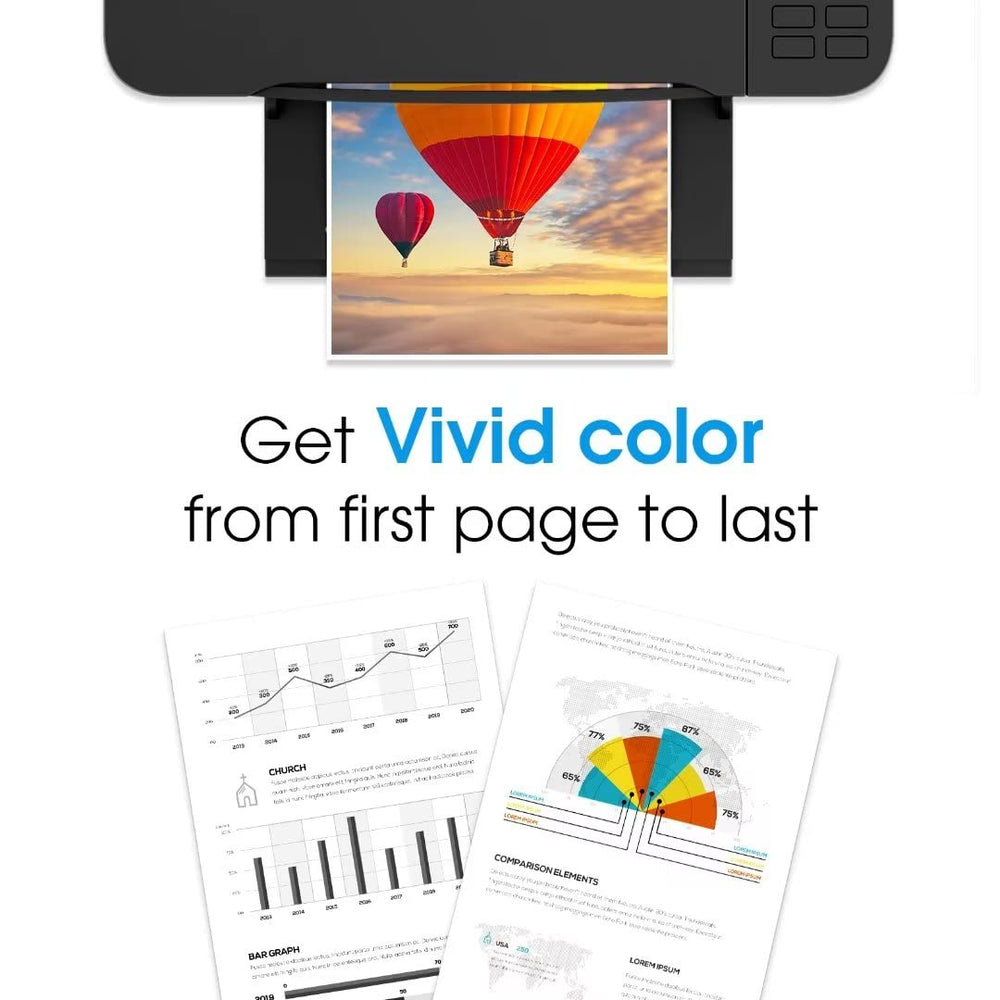 MCYCOLOR page yield graphic with up to 2,500 black and 2,200 color pages