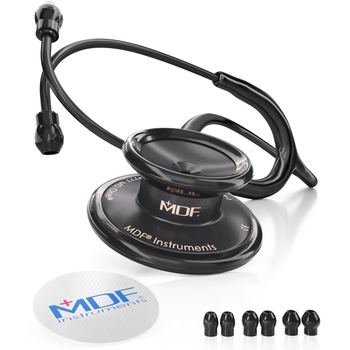 MD Instruments MD One dual-head stethoscope with black tube ready for clinical auscultation