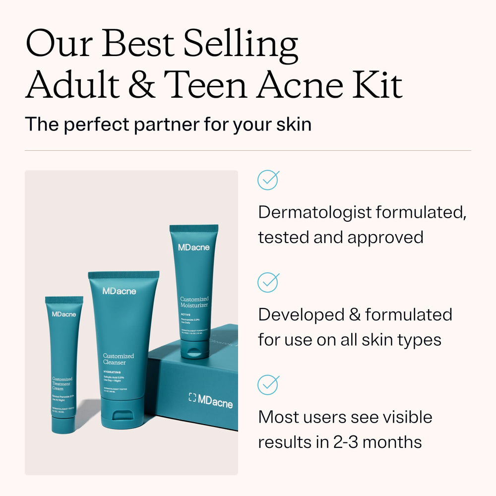 MDacne benzoyl peroxide cream 2.5% tube ready for spot treatment